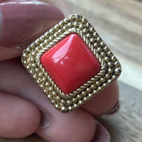 Lia Sophia Gold Toned and Coral Ring - Picture 2 of 6